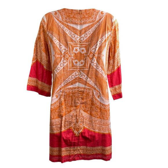 Vintage Threads‎ Saks Fifth Avenue Orange Embroidered Dress Size S Boho Peasant - Picture 2 of 13
